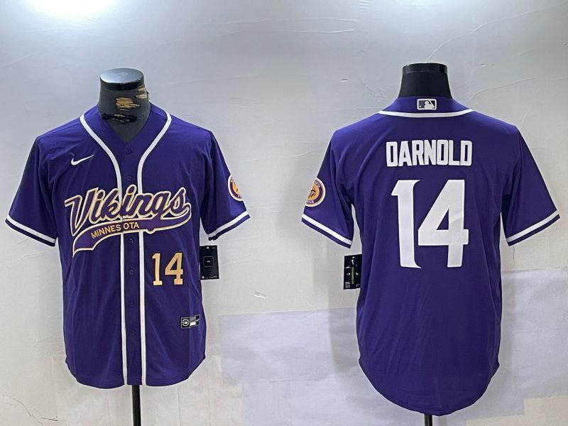Men Minnesota Vikings 14 Darnold Purple Joint Name 2024 Nike Limited NFL Jersey style 2